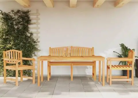 Set mobilier pentru grădină, 4 piese, lemn masiv de tec - 1/5