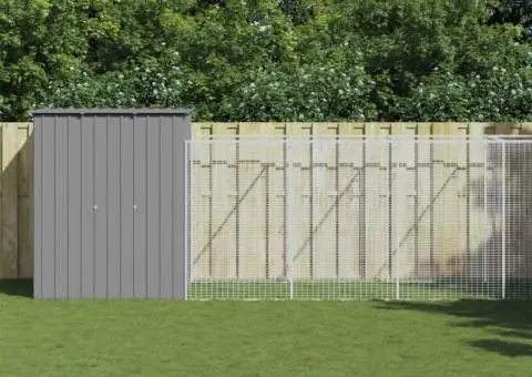 Cușcă de câine & țarc gri deschis 165x659x181cm oțel galvanizat - 1/5