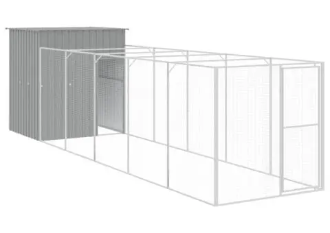 Cușcă de câine & țarc gri deschis 165x659x181cm oțel galvanizat - 2/5