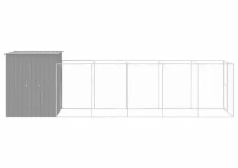 Cușcă de câine & țarc gri deschis 165x659x181cm oțel galvanizat - 4/5