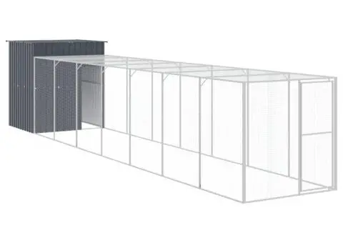 Coteț de pui cu incintă antracit 165x863x181 cm oțel galvanizat - 2/5