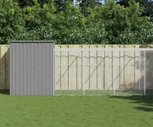 vidaXL Coteț pui cu incintă gri deschis 165x1271x181cm oțel galvanizat