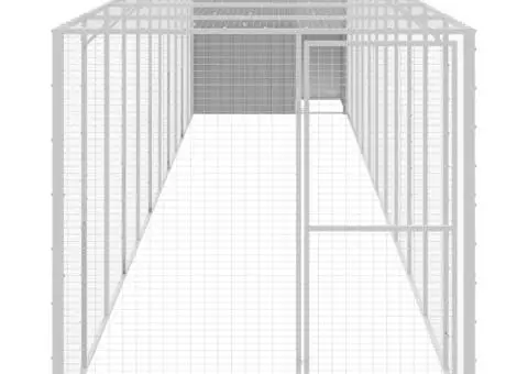 Coteț pui cu incintă gri deschis 165x1271x181cm oțel galvanizat - 3/5