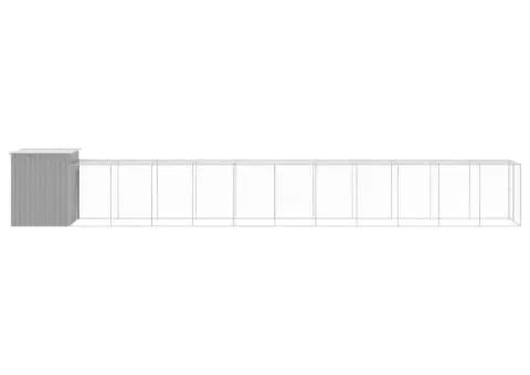 Coteț pui cu incintă gri deschis 165x1271x181cm oțel galvanizat - 4/5