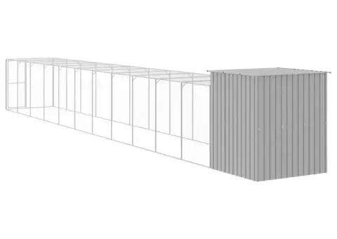 Coteț pui cu incintă gri deschis 165x1271x181cm oțel galvanizat - 5/5