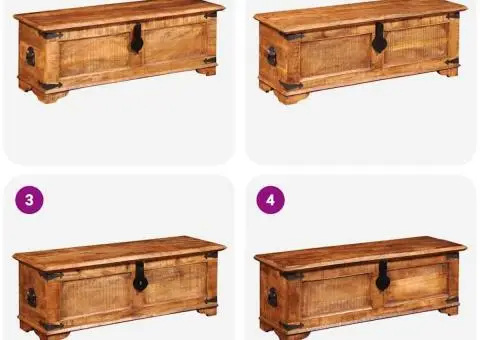 Cufăr de depozitare din lemn de mango nefinisat - 3/5