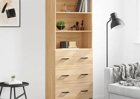 Dulap înalt, stejar sonoma, 69,5x34x180 cm, lemn compozit - 1/5