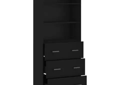 Dulap înalt, negru, 69,5x34x180 cm, lemn compozit - 4/5