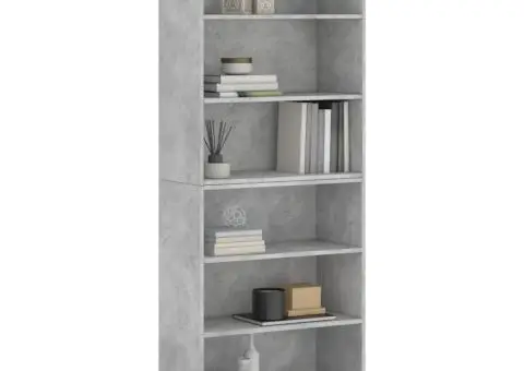 Dulap înalt, gri beton, 69,5x32,5x180 cm, lemn compozit - 3/5