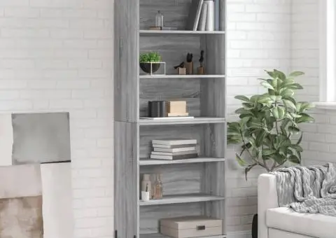 Dulap înalt, gri sonoma, 69,5x32,5x180 cm, lemn compozit - 1/5