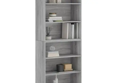 Dulap înalt, gri sonoma, 69,5x32,5x180 cm, lemn compozit - 3/5