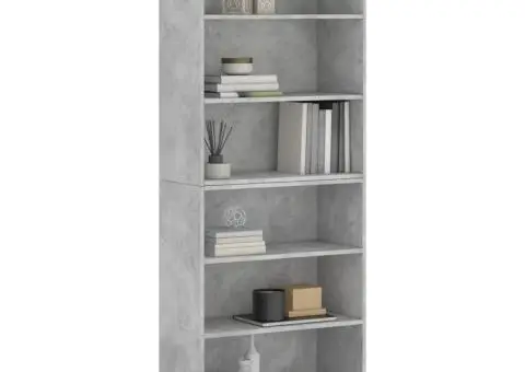 Dulap înalt, gri beton, 69,5x32,5x180 cm, lemn compozit - 3/5