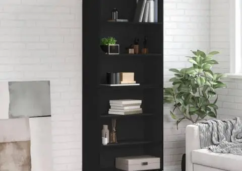 Dulap înalt, negru, 69,5x32,5x180 cm, lemn compozit - 1/5