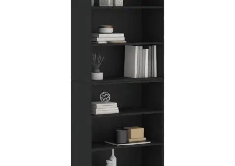 Dulap înalt, negru, 69,5x32,5x180 cm, lemn compozit - 3/5