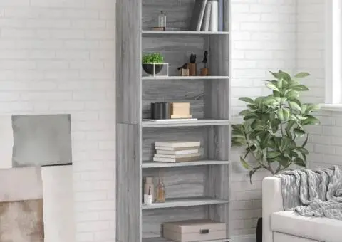 Dulap înalt, gri sonoma, 69,5x32,5x180 cm, lemn compozit - 1/5