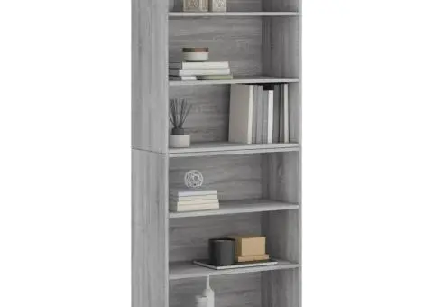 Dulap înalt, gri sonoma, 69,5x32,5x180 cm, lemn compozit - 3/5