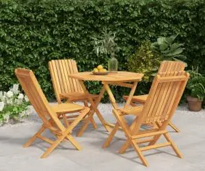 vidaXL Set masă pentru grădină, lemn masiv de tec, 5 piese