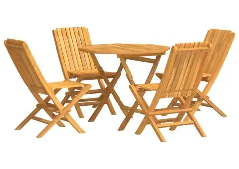 Set masă pentru grădină, lemn masiv de tec, 5 piese - 2/5