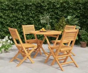 vidaXL Set masă pentru grădină, lemn masiv de tec, 5 piese