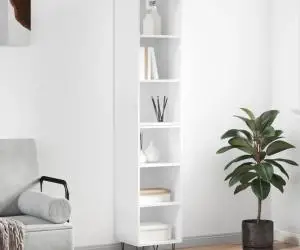 vidaXL Dulap înalt, alb extralucios, 34,5x32,5x180 cm, lemn prelucrat