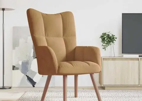 Scaun de relaxare, maro, catifea - 1/5