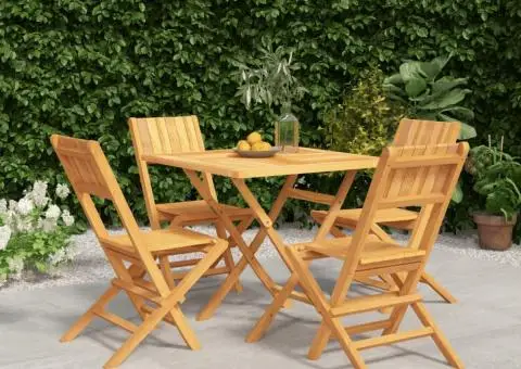 Set masă pentru grădină, lemn masiv de tec, 5 piese - 1/5