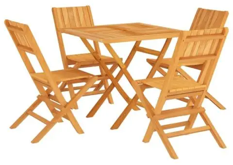 Set masă pentru grădină, lemn masiv de tec, 5 piese - 2/5