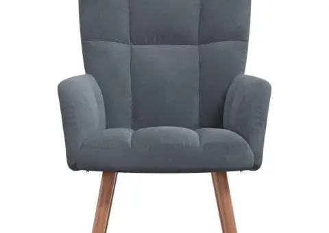 Scaun de relaxare, gri închis, catifea - 3/5