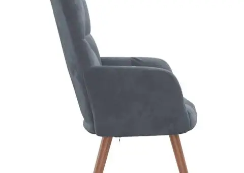 Scaun de relaxare, gri închis, catifea - 4/5