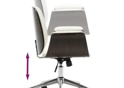 Scaun de birou, alb, lemn curbat și piele ecologică - 5/5