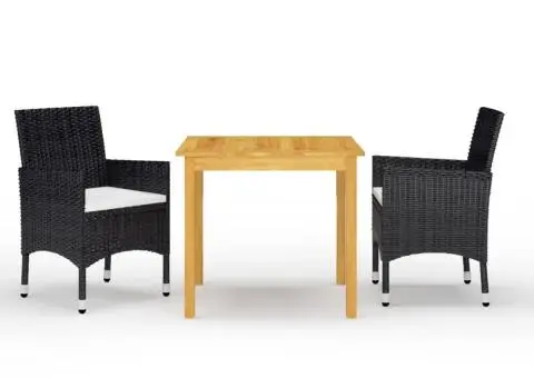Set mobilier de grădină, 3 piese, negru - 1/5