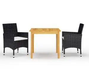 vidaXL Set mobilier de grădină, 3 piese, negru