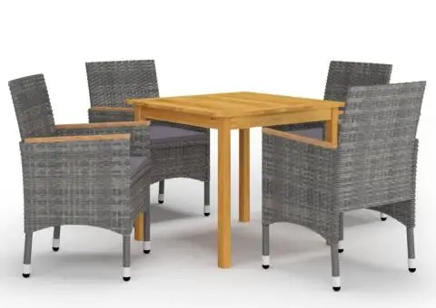 Set mobilier de grădină, 5 piese, gri - 1/5