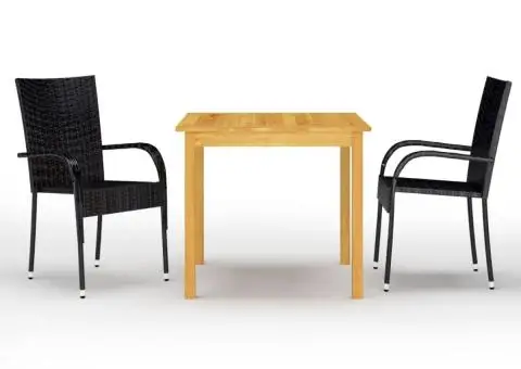 Set mobilier de grădină, 3 piese, negru - 1/5
