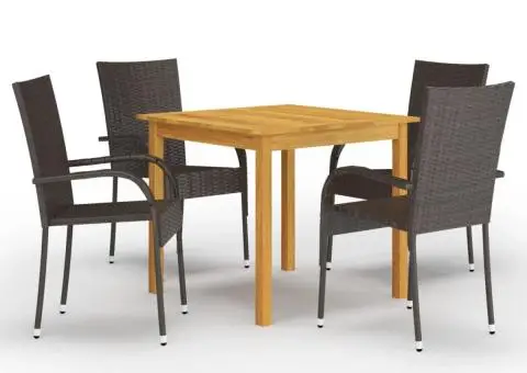 Set mobilier de grădină, 5 piese, maro - 1/5