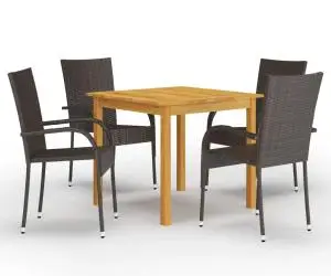vidaXL Set mobilier de grădină, 5 piese, maro