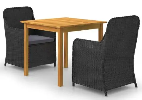 Set mobilier de grădină, 3 piese, negru - 1/5
