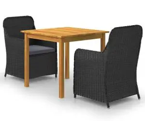 vidaXL Set mobilier de grădină, 3 piese, negru