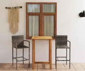 vidaXL Set mobilier de bar de grădină, 3 piese, gri