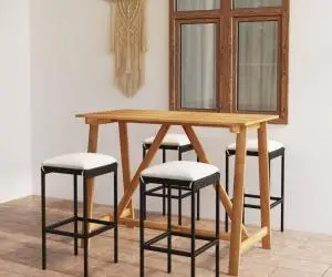 vidaXL Set mobilier bar de grădină cu perne, 5 piese, negru
