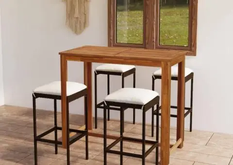 Set mobilier de bar de grădină cu perne, 5 piese, maro - 1/5