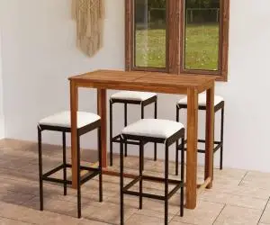 vidaXL Set mobilier de bar de grădină cu perne, 5 piese, maro