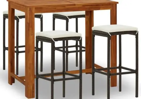 Set mobilier de bar de grădină cu perne, 5 piese, maro - 2/5