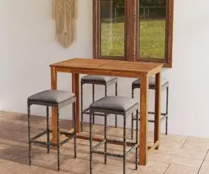 vidaXL Set mobilier bar de grădină cu perne, 5 piese, gri
