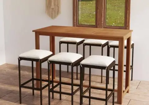 Set mobilier de bar de grădină cu perne, 7 piese, maro - 1/5