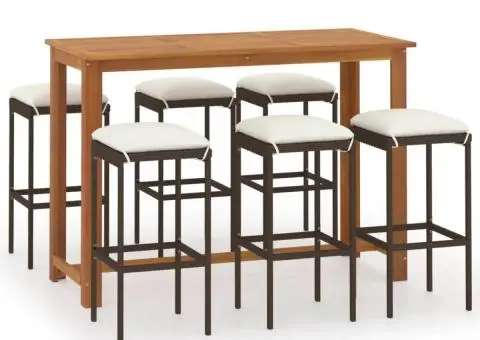 Set mobilier de bar de grădină cu perne, 7 piese, maro - 2/5