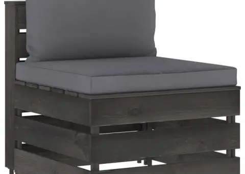 Canapea de mijloc modulară cu perne, gri, lemn impregnat - 1/5