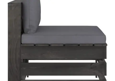 Canapea de mijloc modulară cu perne, gri, lemn impregnat - 2/5