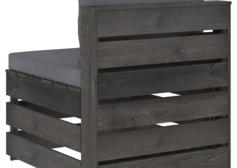 Canapea de mijloc modulară cu perne, gri, lemn impregnat - 3/5