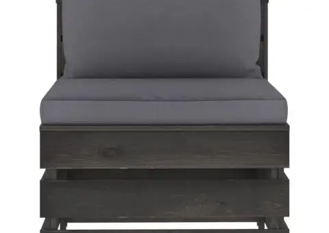 Canapea de mijloc modulară cu perne, gri, lemn impregnat - 4/5